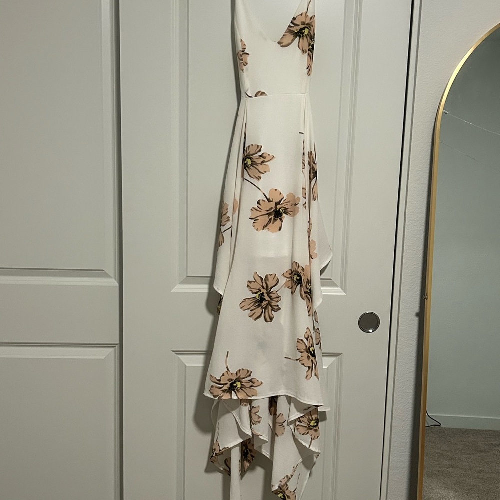 White Floral High-Low Maxi Dress